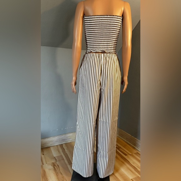 Christian Lacroix Tan & White Striped Tube Top and Wide Leg Pants Set Size S - Picture 4 of 6